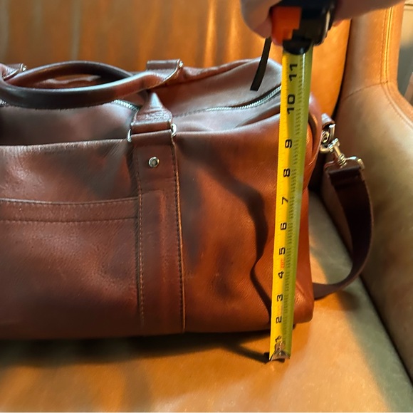 Frank & Oak Rue St Viateur brown leather duffel weekender travel bag unisex - Picture 14 of 17